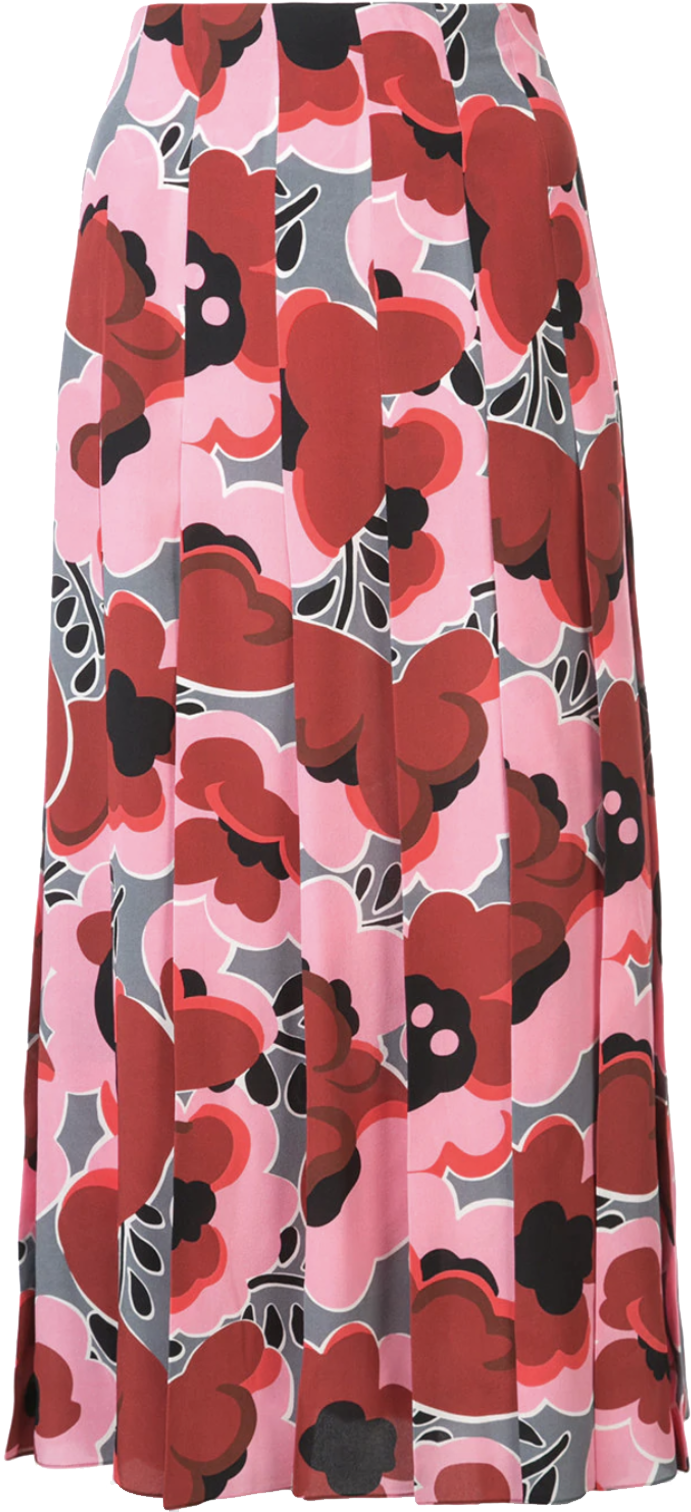 Gucci Gucci Poppy Pleated Skirt Skirts - Skirt (828x1515), Png Download