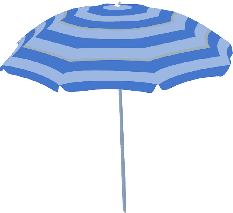 Large, Outline, Umbrella, Yellow, Beach, Sun, Cartoon - Blue Beach Umbrella Clipart (800x731), Png Download