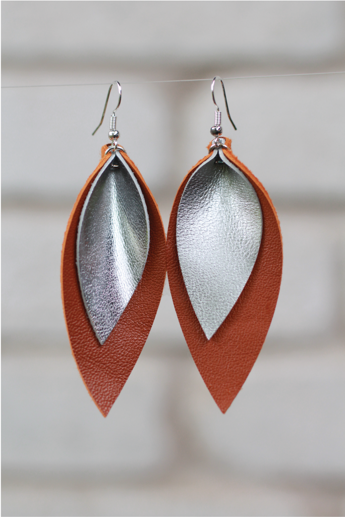 Layered Leaf Earrings - Earrings (1000x1024), Png Download
