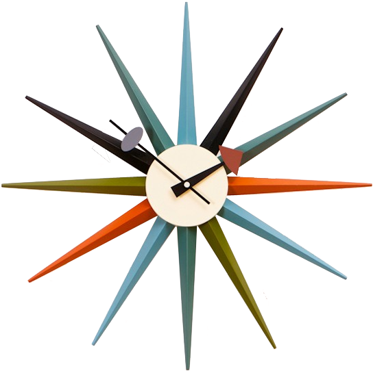 George Nelson Wall Clock Starburst Multicolor Design - Cool Clocks (632x632), Png Download