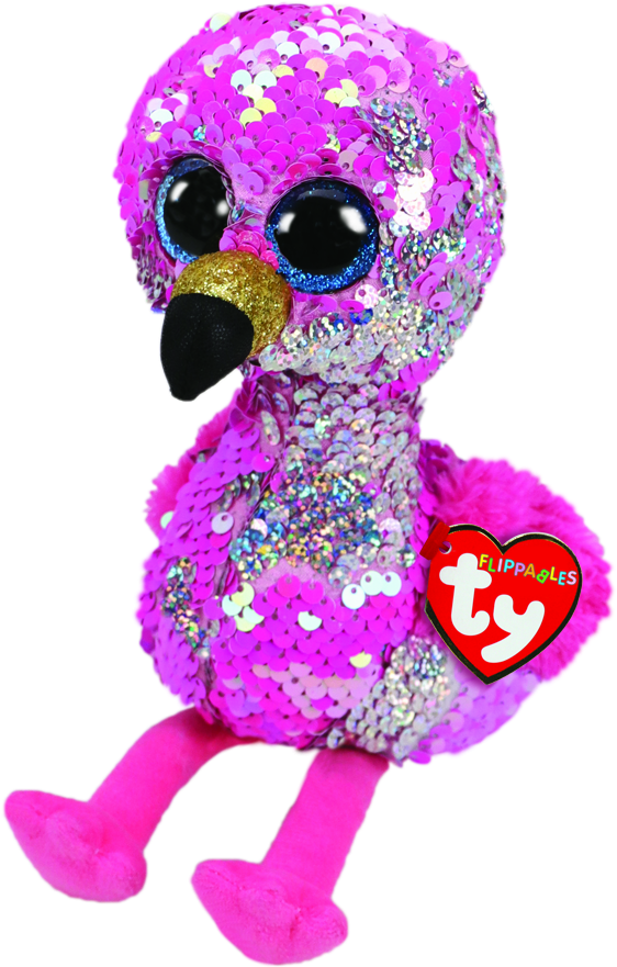 Pinky The Pink Flamingo Medium Flippable - Ty Flippables (598x900), Png Download