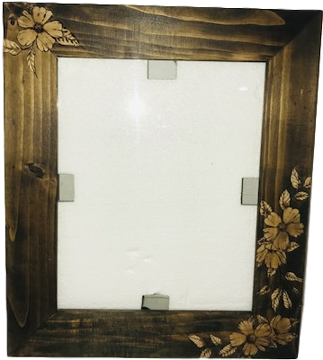 Decor Frame Wooden Wall Hanging Flowers Woodburned - Mirror (480x640), Png Download