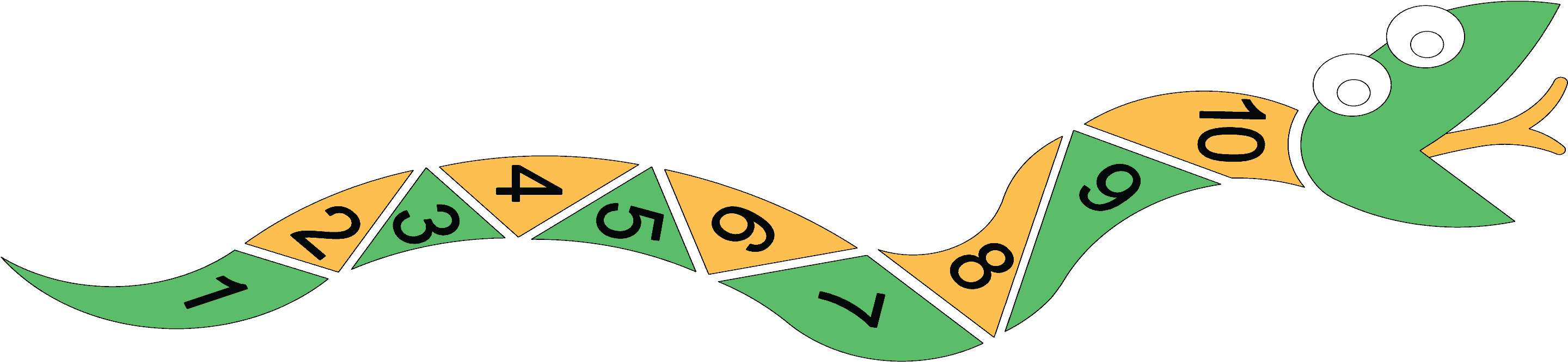 Snake With Numbers 1 (3000x1373), Png Download