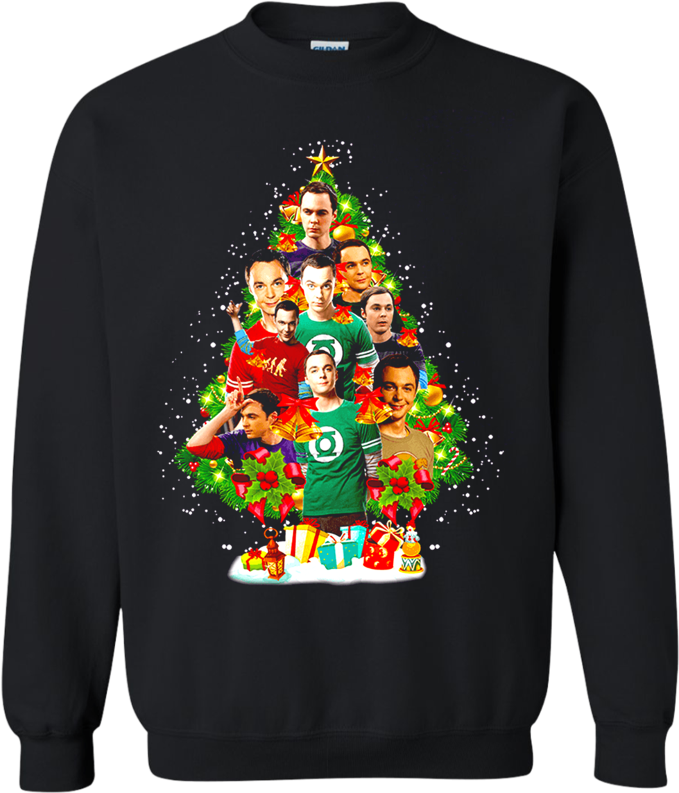 Sheldon Cooper Christmas Tree T-shirt - Shirt (1155x1155), Png Download