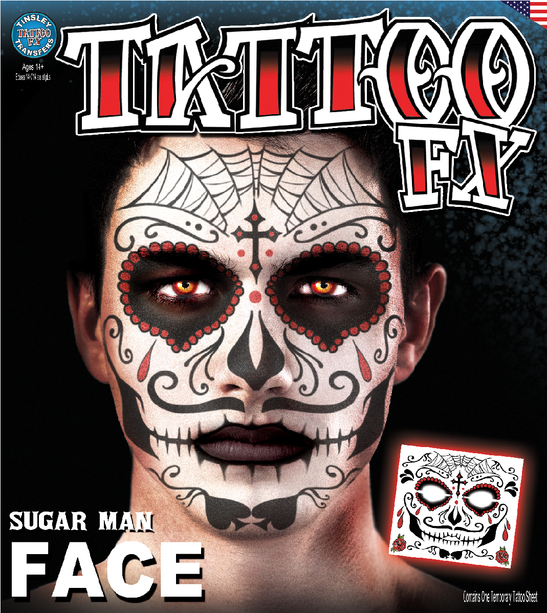 Face - Sugar Man - Temporary Tattoo - Tattoo Fx Face (1280x1280), Png Download