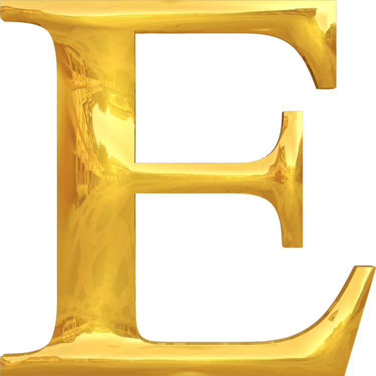 Letter Case Alphabet Lettering Typography - Gold Letter E Png (749x750), Png Download