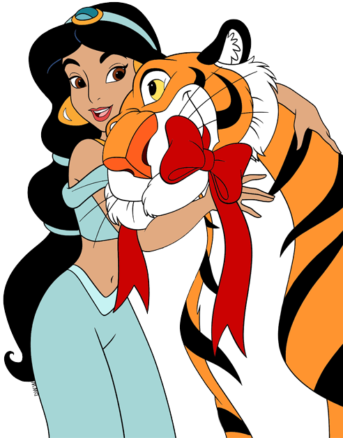 Carpet Jasmine, Rajah Rajah Timon, Pumbaa Jiminy Cricket - Princess Jasmine With Tiger (492x629), Png Download