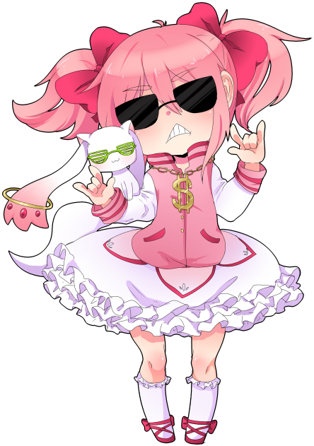 Kaname Madoka And Kyubey Drawn By Nashira (shioiri) - Madoka Magica Chibi Png (500x630), Png Download