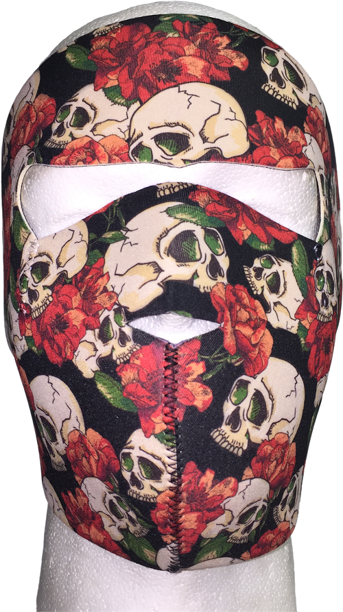 Skull And Roses Full Face Mask - Pencil Skirt (943x943), Png Download