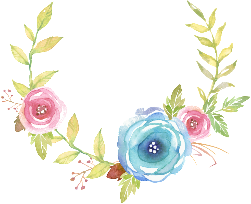 Colorful Floral Transparent Decorative - Watercolor Floral Wreath Pack (1024x831), Png Download