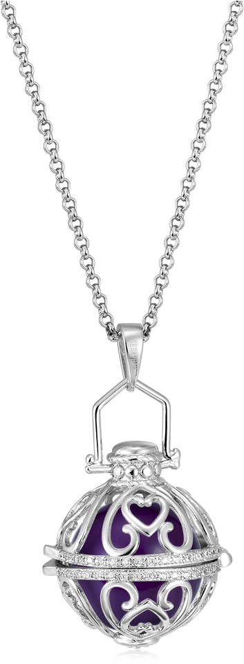 Seraphim Silver Ball Holder With Heart Design & Zirconia - Necklace (1001x1001), Png Download
