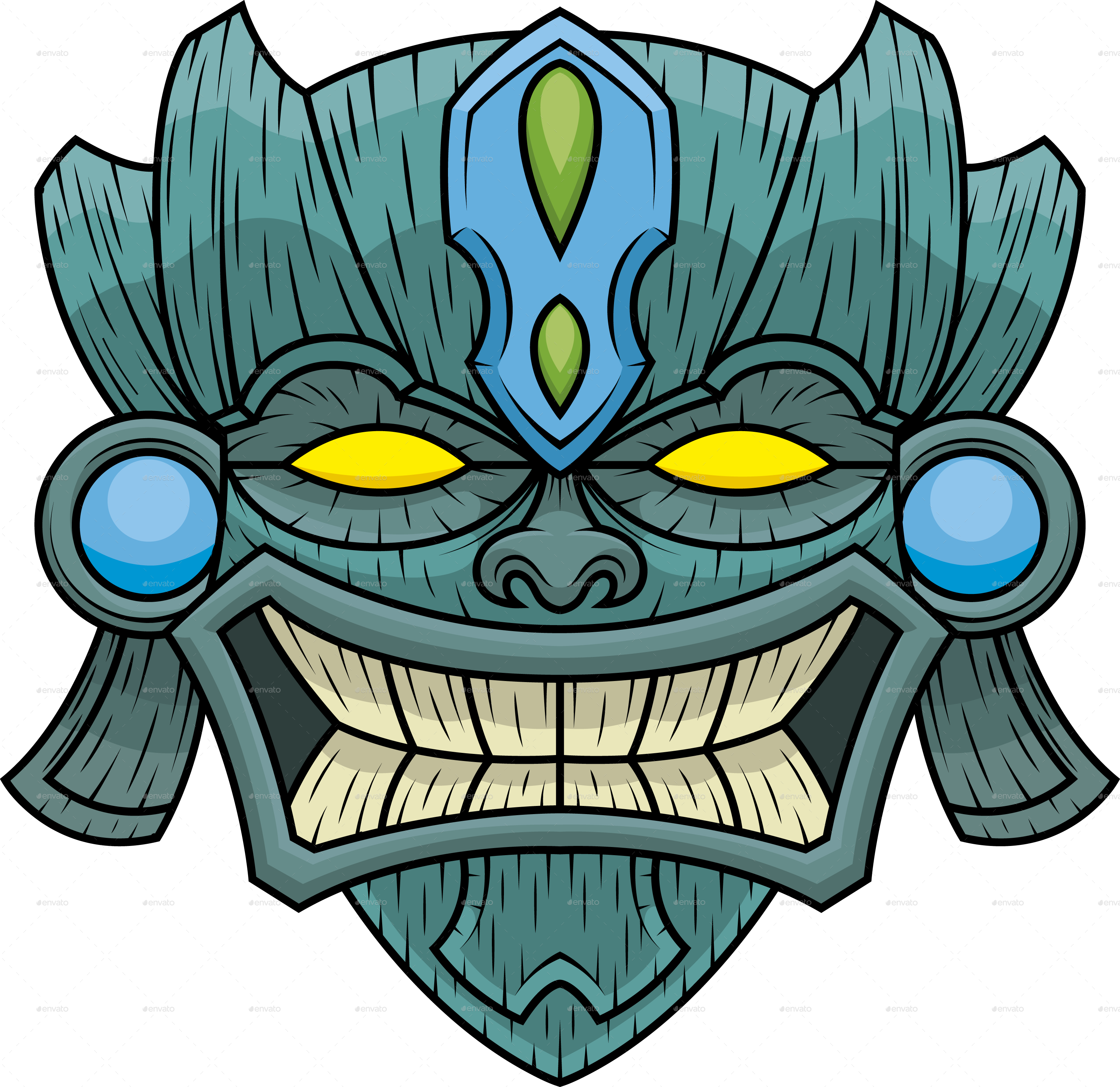 Tiki Mask 7 - Cartoon (3165x3071), Png Download