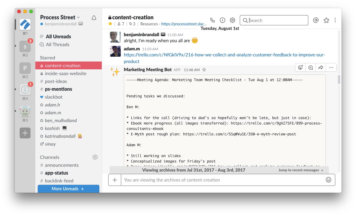 Slack Process Street Integration - Slack Themes (1194x724), Png Download