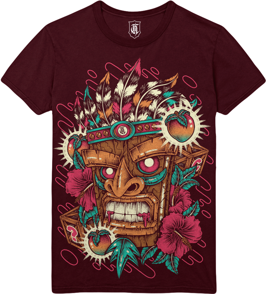 Tiki Mask Is A Stunning 5 Colour Screen Print Onto - Printed T Shirts For Family (958x1024), Png Download