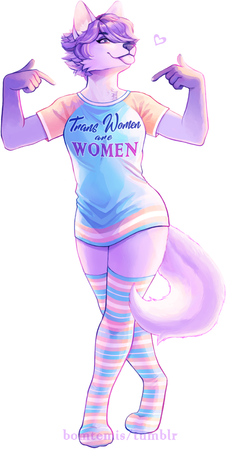 My Fursona Pointing At Her Trans Flag Colored Shirt - Illustration (1046x1566), Png Download
