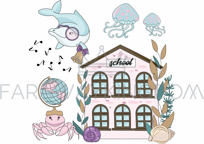 Underwater School Vector Illustration Set - Ilustraciones Bajo El Mar (700x495), Png Download