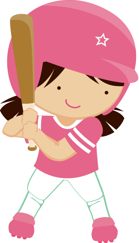 Stamped/digital Images - Baseball Girl Clipart (464x813), Png Download