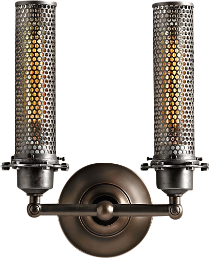 Industrial Mesh Cage Wall Light Metal - Ceiling Fixture (603x588), Png Download