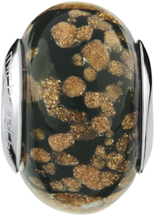 Michael Hill Black & Gold Sparkle Murano Glass Charm - Coin Purse (600x600), Png Download