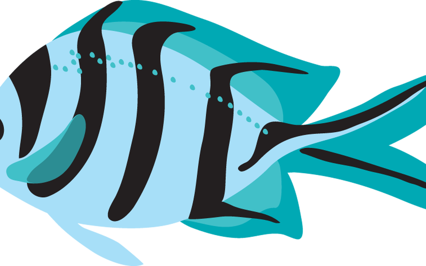 Ocean With Fish Clipart Ocean Fish Clip Art Tropical - Clipart Fish In The Ocean (1368x855), Png Download
