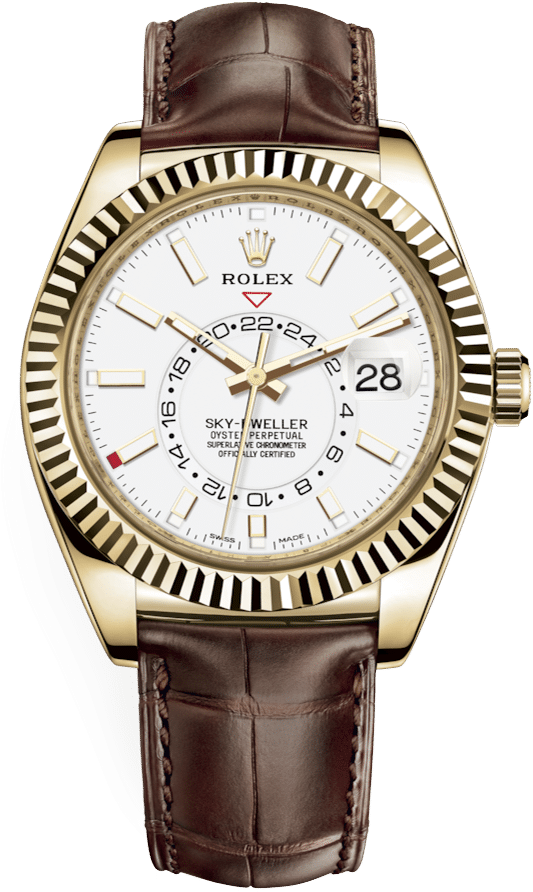 Rolex Sky-dweller White Dial Automatic 18kt Yellow - Rolex Sky Dweller 326135 Rose Gold Watch Chocolate (941x941), Png Download