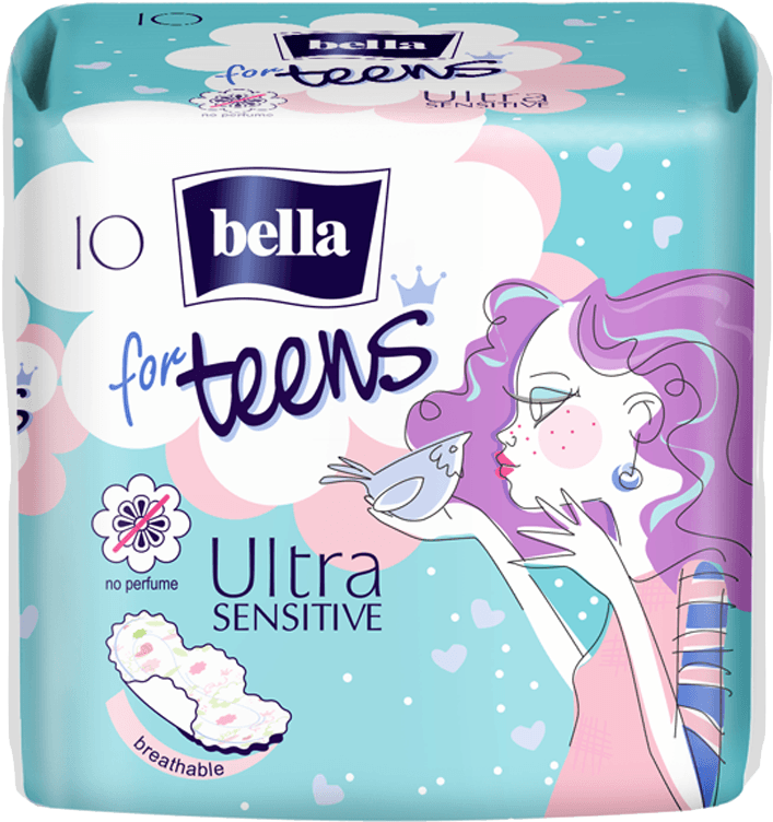 Bella For Teens Ultra Sensitive Sanitary Pads - Bella For Teens (895x895), Png Download