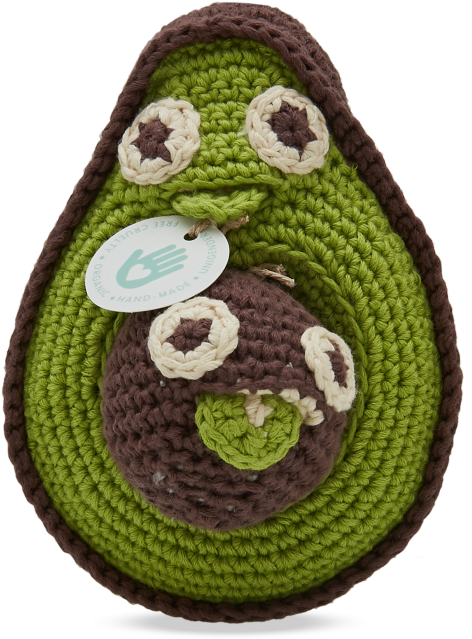 Mommy Avocado & Baby Stone Rattle Toy - Crochet (700x700), Png Download