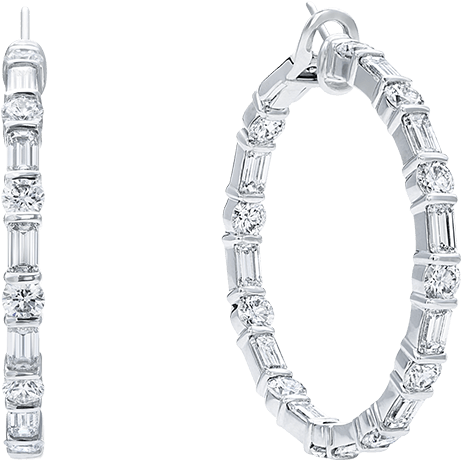 Emerald-cut And Round Brilliant Diamond Gemlock Hoop - Body Jewelry (1200x800), Png Download