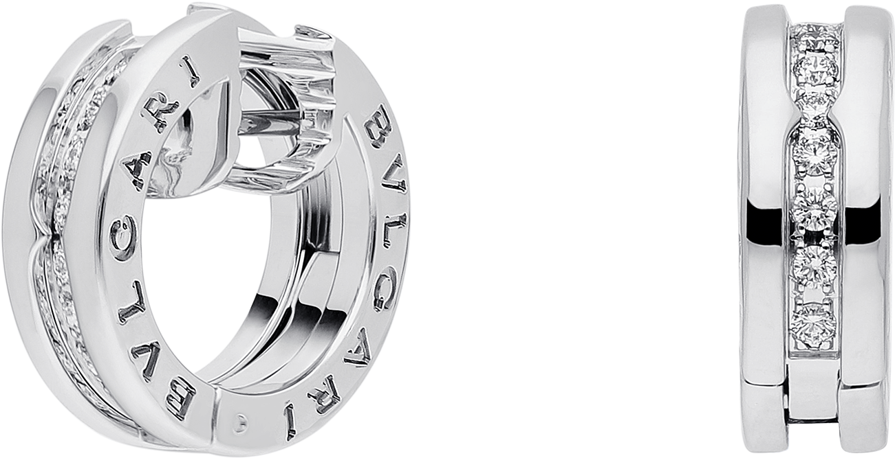 Zero1 Earrings Earrings White Gold White - Bvlgari B Zero1 Earrings Diamond (1800x1405), Png Download