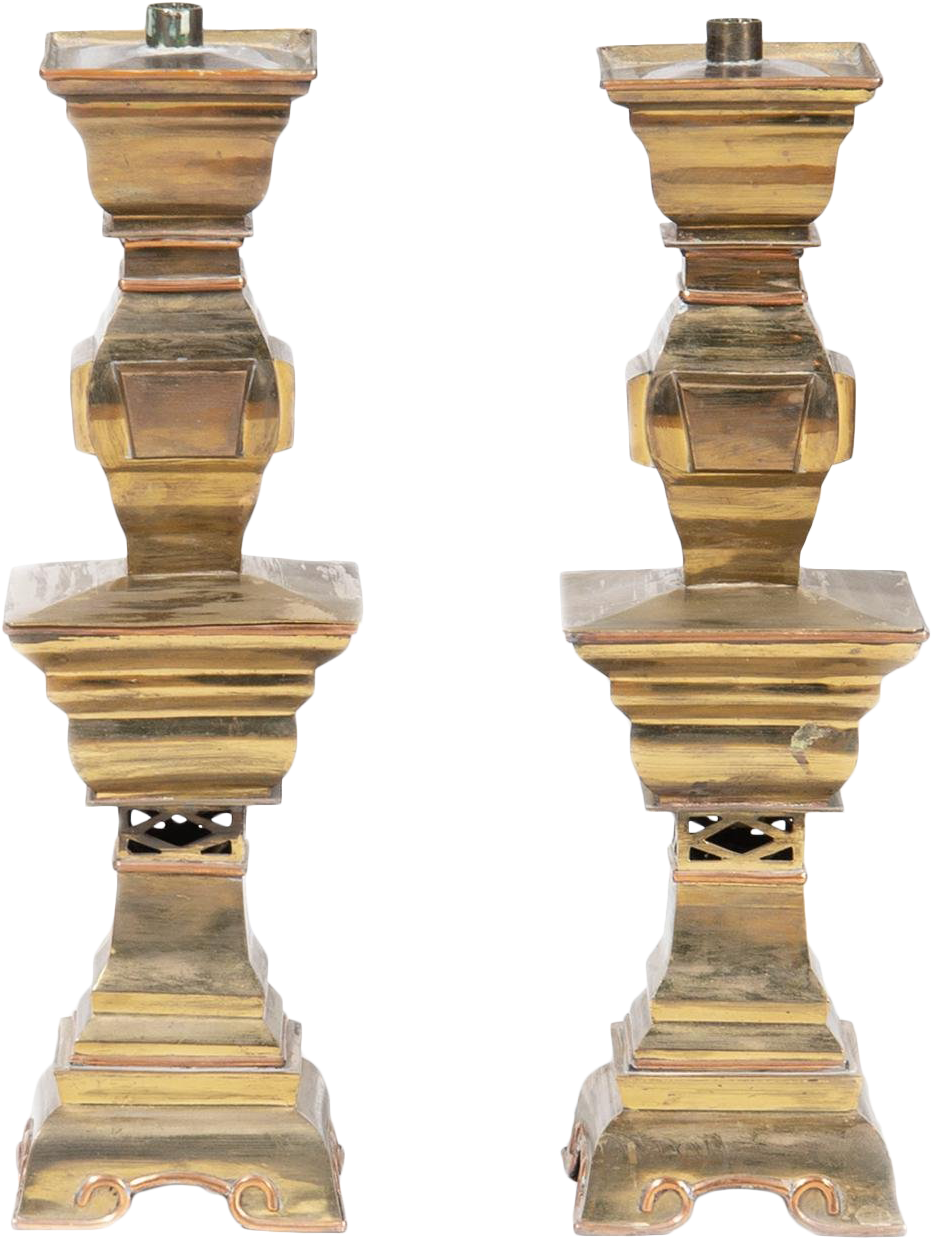 20th Century Brass Altar Stick Candle Forms In The - Shelving (1536x2048), Png Download