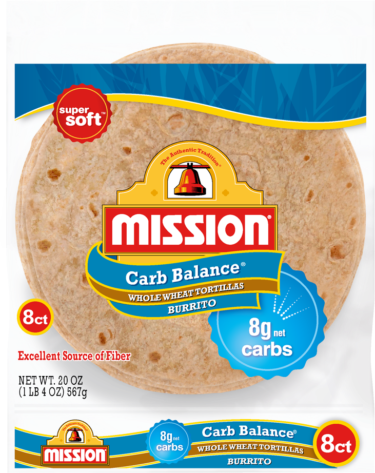 Carb Balance Burrito Whole Wheat Tortillas - Mission Low Carb Tortillas (880x940), Png Download