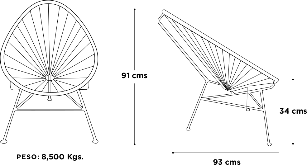 Medidas Silla Acapulco Gut - Medidas De Una Silla Acapulco (985x530), Png Download