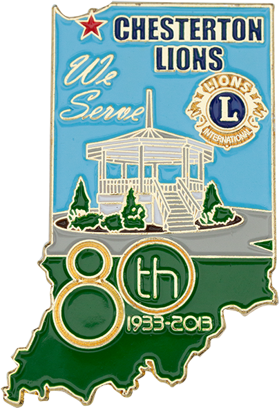 Chesterton Indiana Lions Club 80th Anniversary Pin - Indiana (553x750), Png Download