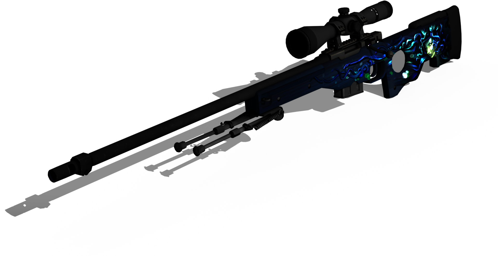 Awp Medusa Handwraps Gloves Cobalt Skull Awp Medusa - Firearm (1920x1080), Png Download