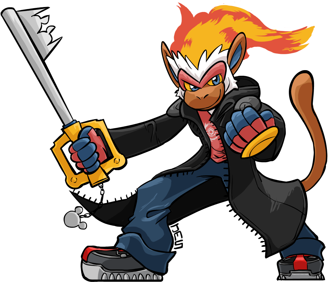 Infernape Is Roxas' Organization Xiii Outfit - Cartoon (1275x1650), Png Download
