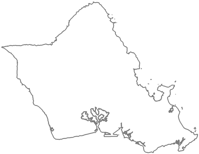 Hawaii Map Outline Full - Outline Of Oahu Island (846x600), Png Download