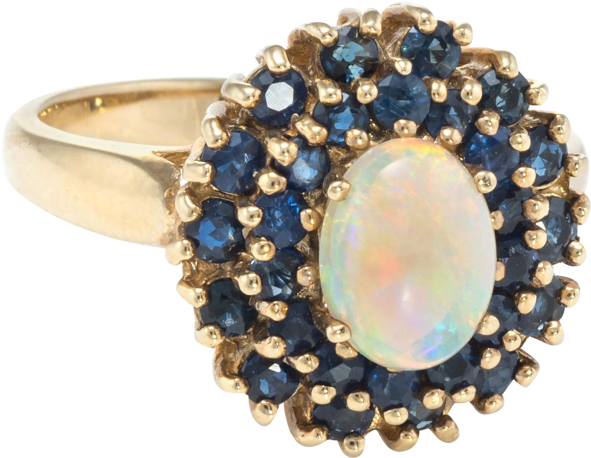 Opal Sapphire Princess Cocktail Ring Vintage 10 Karat - Pre-engagement Ring (1174x1174), Png Download