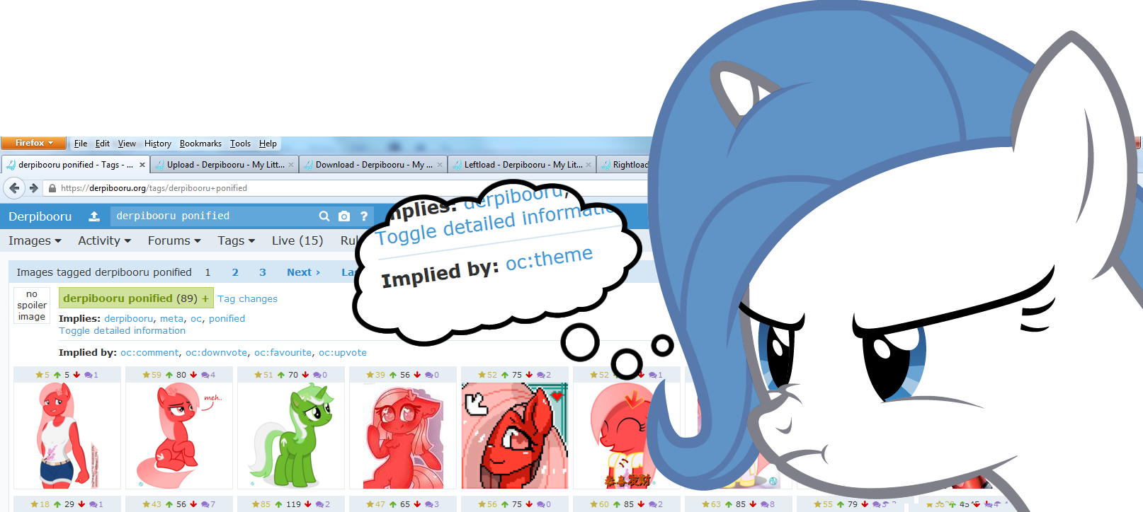 Downvote Vs Theme, Envy, Female, Firefox, Frown, Glare, - Cartoon (1614x724), Png Download