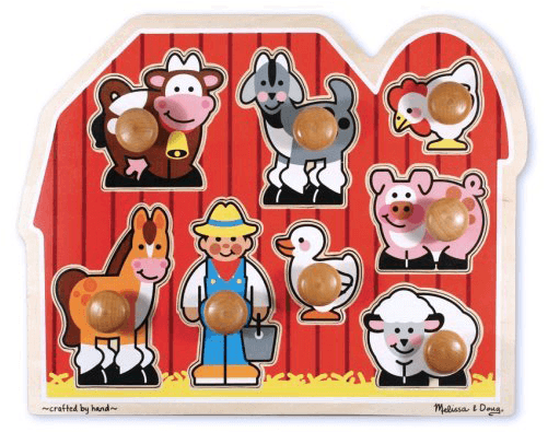 Melissa & Doug Farm Friends Large Peg Puzzle - Knob Puzzles (600x600), Png Download