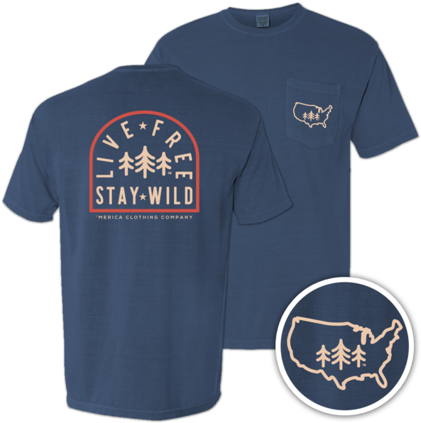 Live Free Stay Wild Pocket Tee - T-shirt (600x600), Png Download
