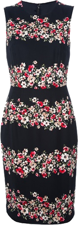 Dolce Gabbana Sleeveless Sicilia Floral Print Dress - Dolce & Gabbana Black Floral Sicilia Garland Print (600x801), Png Download