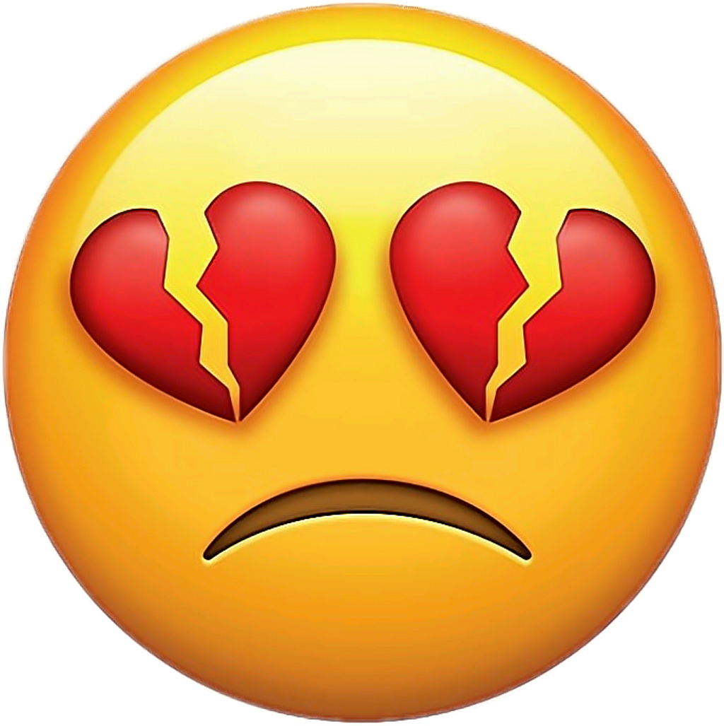 Emoji Sticker - Broken Heart Eyes Emoji (1024x1027), Png Download