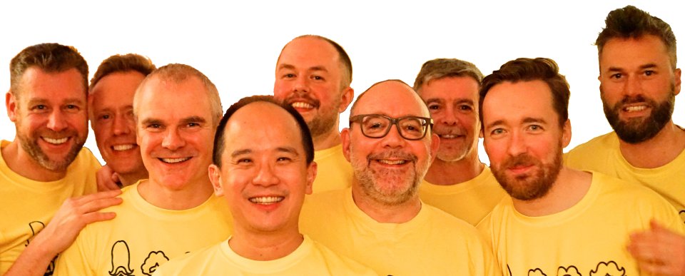 Barberfellas Crazy Pose - Social Group (960x387), Png Download