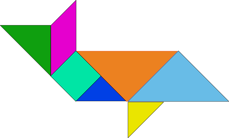 Un Avión De Figuras Geométricas - Tangram Iguana (960x577), Png Download