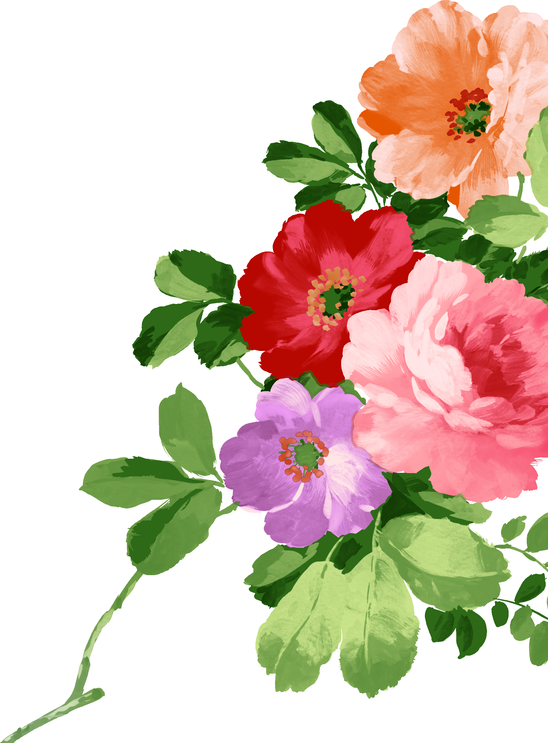 Watercolor Flowers Painting - Flores Png (1905x2585), Png Download