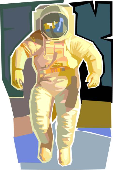 Vector Illustration Of Astronaut In Outer Space Pressurized - Illustration (466x700), Png Download