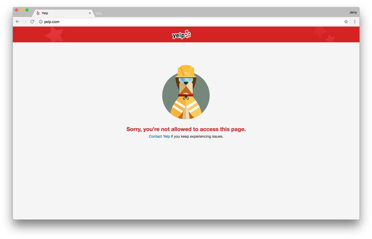 Yelp Blocks My Public Vpn - Sorry You Re Not Allowed To Access (1200x772), Png Download