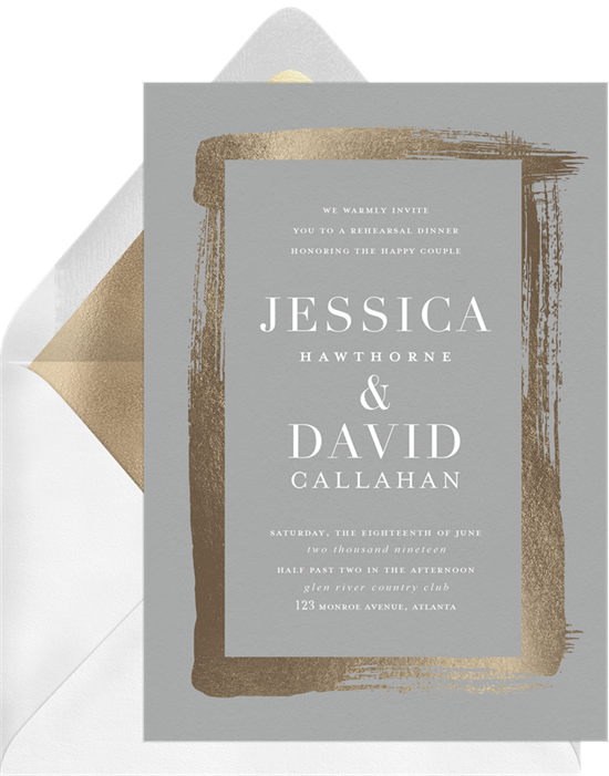 Brushstroke Invitations In Grey - Grey Save The Date (550x701), Png Download