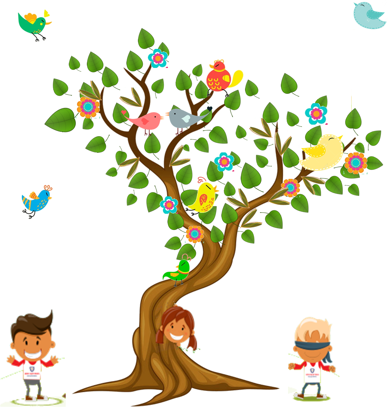 1600 × 1600 Em Arvore Com Crianças Fundo Transparente - Cartoon (1600x1600), Png Download