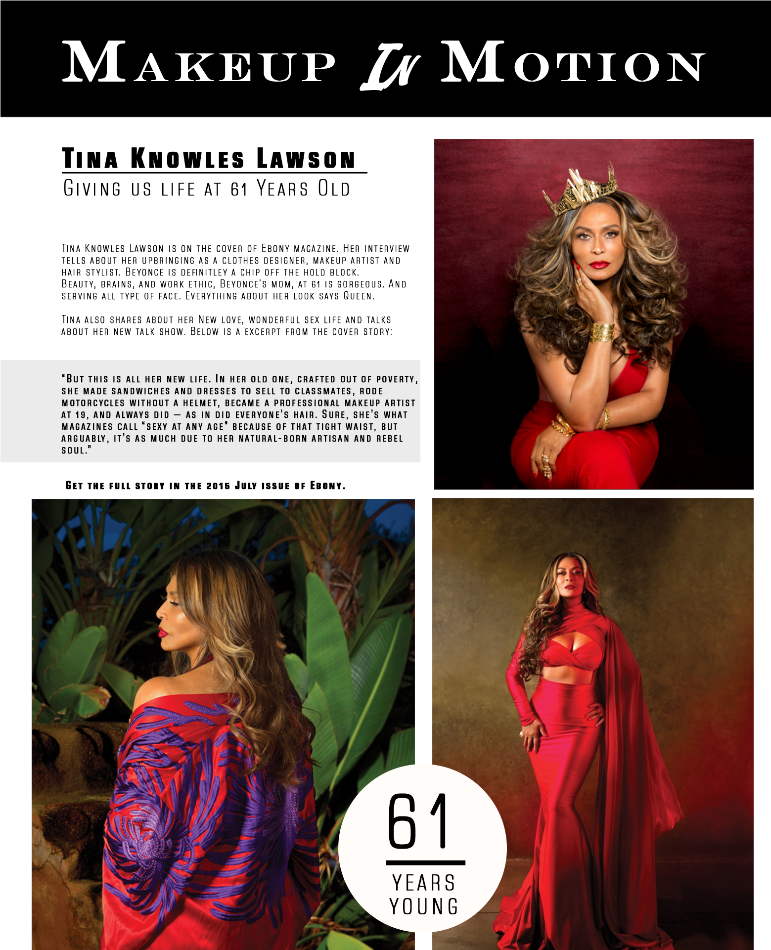 Tina Knowles Lawson On The Cover Of Ebony Magazine - Halloween Costume (1868x2280), Png Download